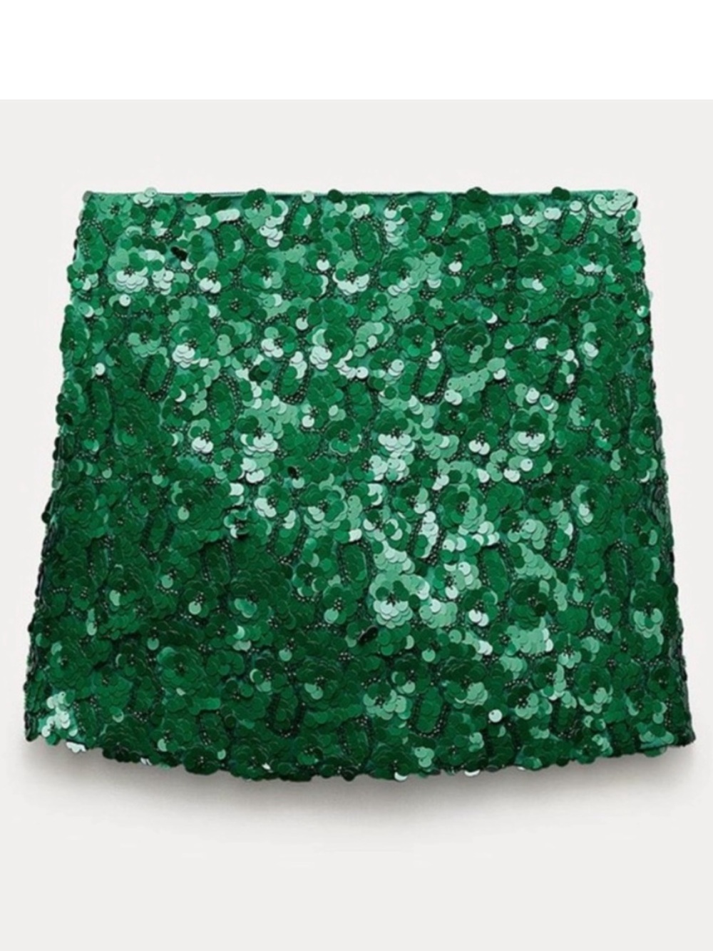 ZARA Green Sequin Beaded Mini Skirt